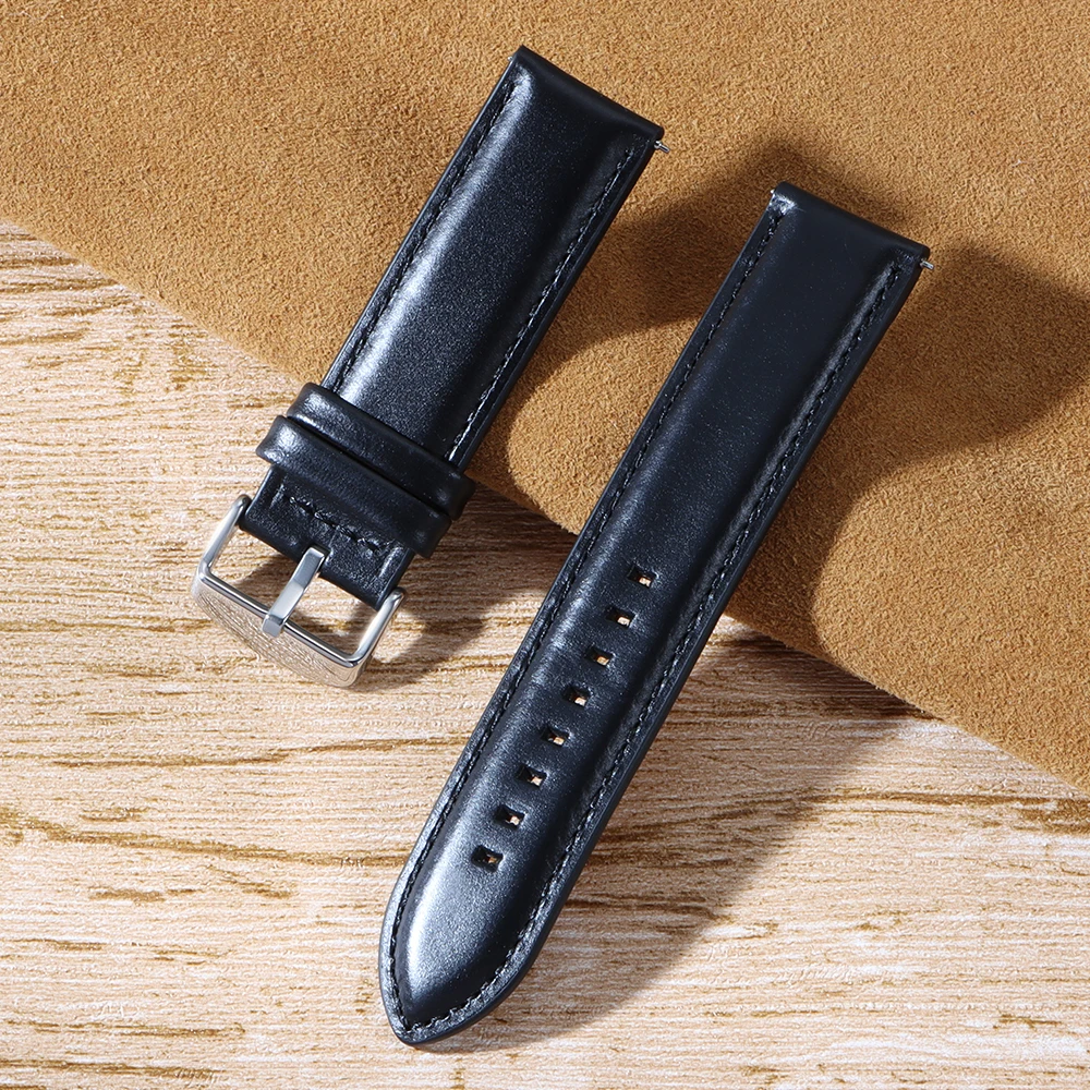 Vintage Cowhide Leather Watch Strap - Classic Universal Wristband