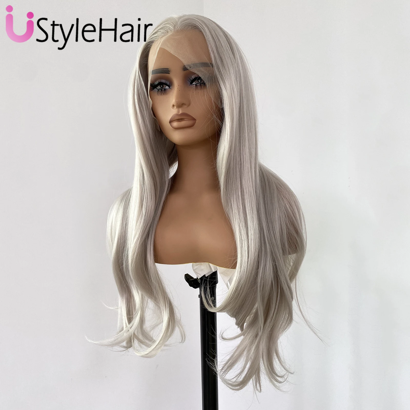 Ash Blonde Lace Front Wig Long Natural Wavy Synthetic Hair 13x4 Glueless Natural Hairline Daily Wear Cosplay Wigs for Women 4 Sb535610900fd49f39479ee03a65b995bI