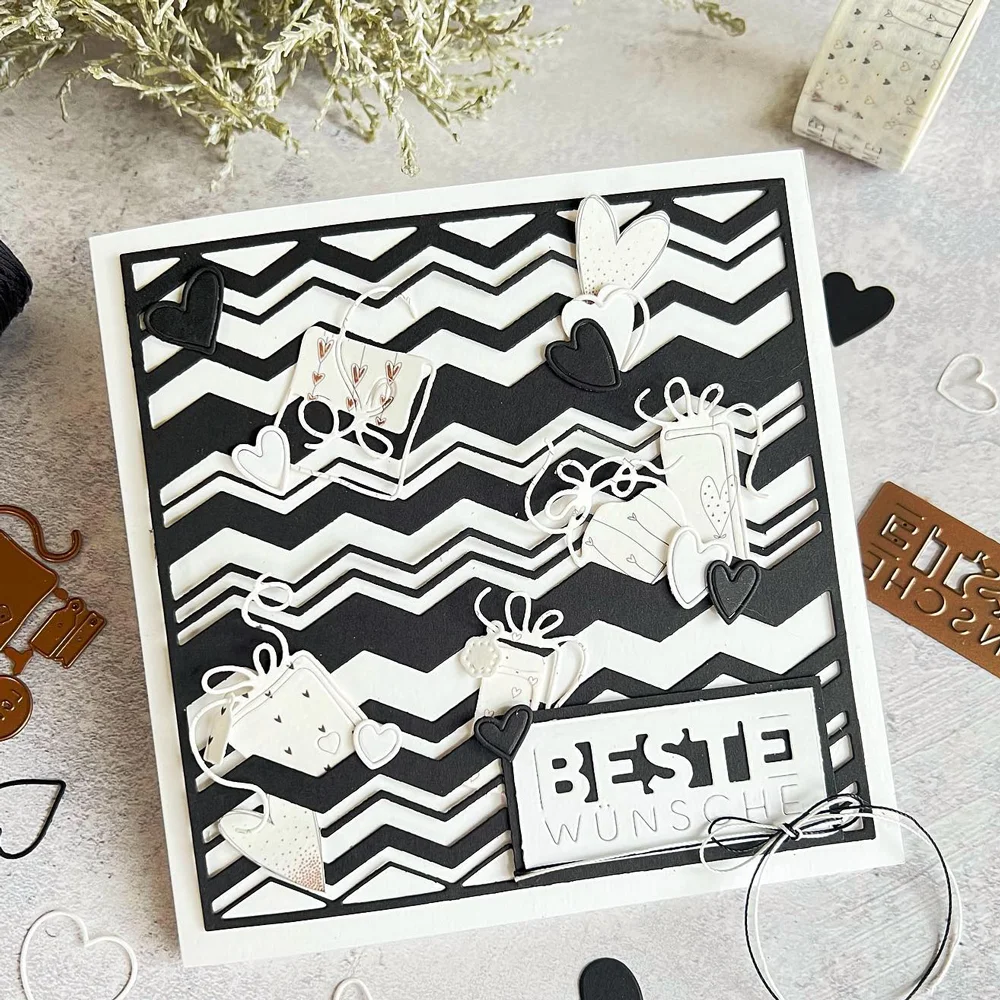 영어 독일어 문자 단어 생일 축하 WILLKOMMEN 금속 절단 다이 꽃이있는 주전자 눈송이 선물 상자 다이 2023 신규