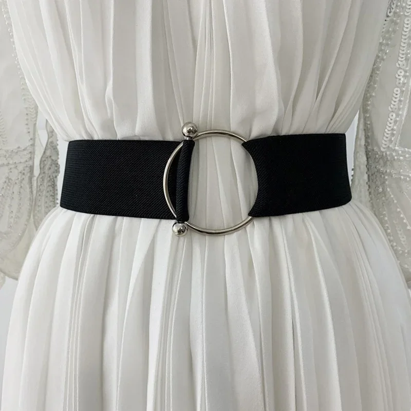 Belts for Women Simple Waist Elastic Ladies Band Round Buckle Decoration Coat Sweater Fashion Dress Waistband