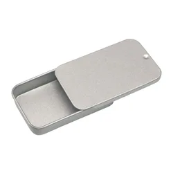 Compact Rectangular Tin Storage Box for Jewelry, Pills, and Cosmetics (Silver)
