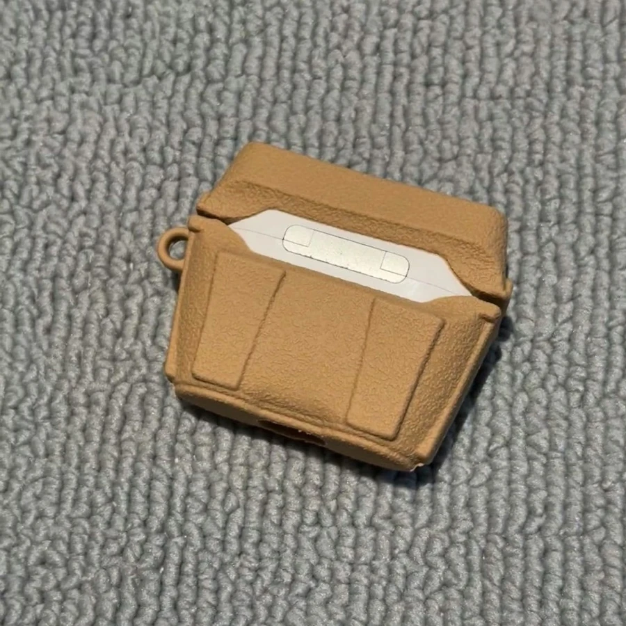 Cute Egg-Shaped Khaki Earphone Case | Lightweight, Anti-Drop Soft Case - A Fun Travel Accessory for Earphone Users and Gadget Enthusiasts