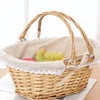 Picnic Basket Small Wicker with Handle Table Storage Baskets Flower Girl Ivory Woven Hanging 2