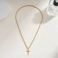 New Stainless Steel Cross Pendant Necklace for Men Women Minimalist Gold Color Jewelry Male Female Necklaces Chokers Gifts 2024 6