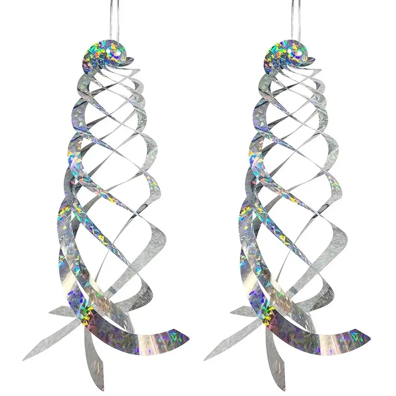 2PC bird deterrent, bird repellent, spiral bird scarer, reflective bird deterrent, hanging bird repellent, garden bi