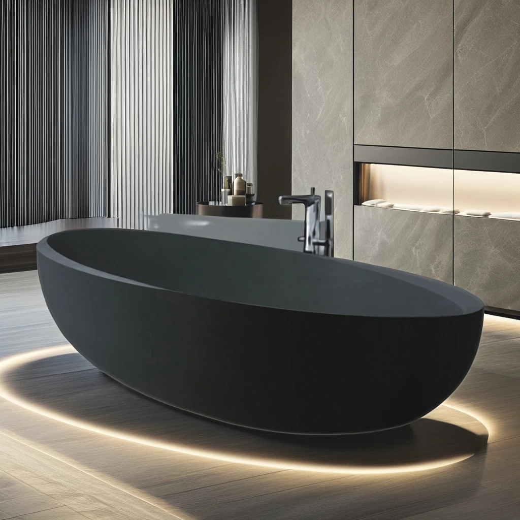 Whole Black Durable Surface Bathtub Big Size Free Standing Luxury Art Style Black Color Bathroom Bath Tub