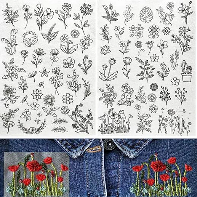 Water Soluble Stabilizer Embroidery Stick And Stitch Embroidery Paper Tear Away Stabilizers With Flower Patterns 1pc