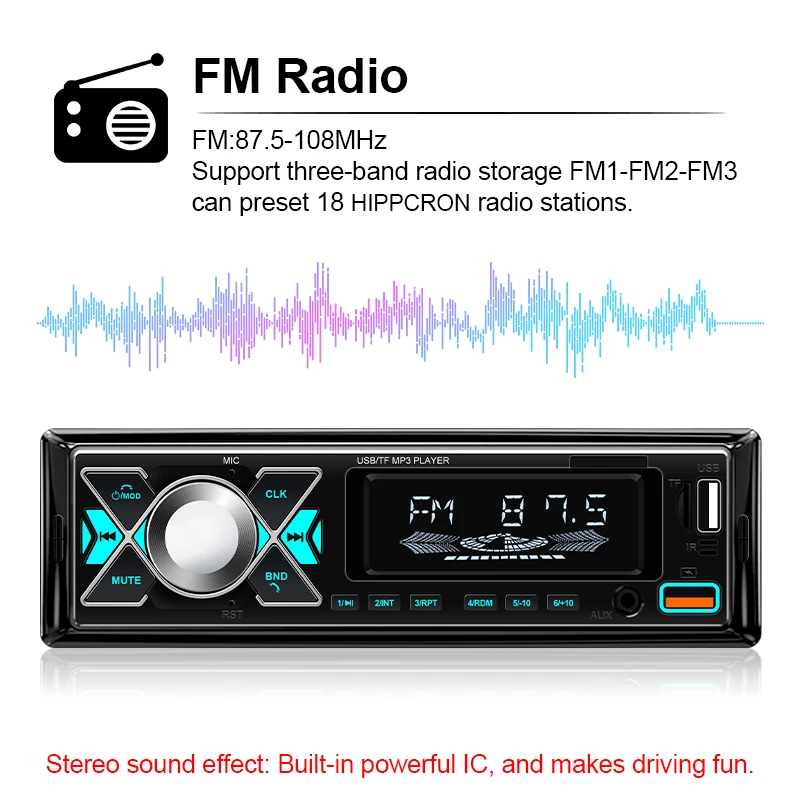 1 din Radio Car Audio Stereo MP3 Player Bluetooth Multimedia Digital Stereos For Car Universal Colorful With Aux Input USB mp3 music player car music player car multimedia player car radio player car radio