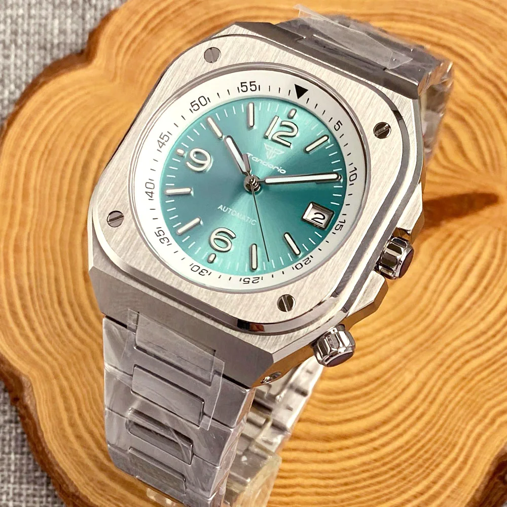AR Sapphire Glass 42mm Square Steel Mechanical Men Watch S NH35 Movt 150m Waterproof Elegance Dive Watches Black/Ice Blue Dial 3