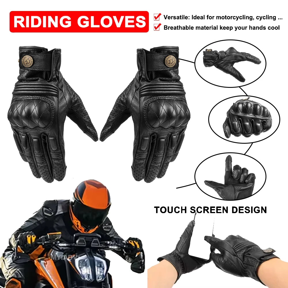 Motorcycle Gloves Finger Touchable Screen Gloves Men Women Unisex Soft PU Breathable Glove For Motobike Riding Travel Antiskid