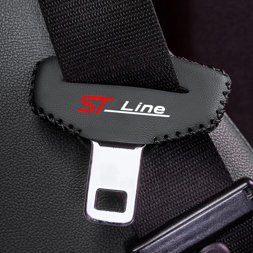 2pcs Car Seat Belt Buckle Plug Leather Clip Protective Cover for ford st line