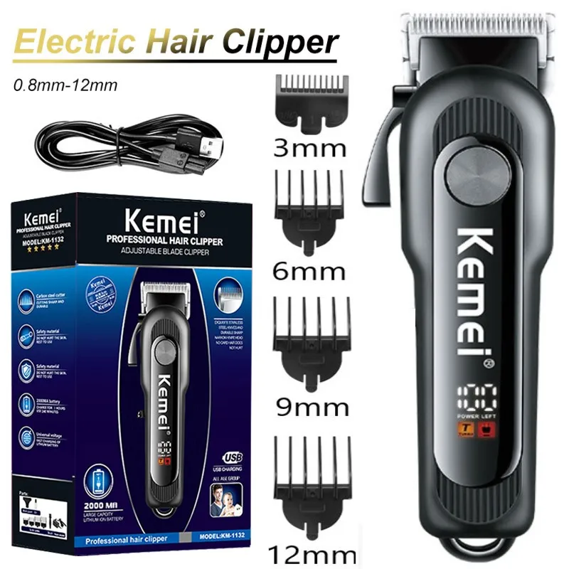 

KM-1132 rechargeable hair trimmer for men professional beard hair clipper electric edge hair cutting machine two motor speed