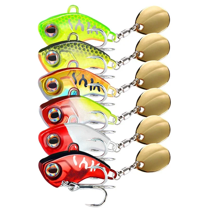 

1PCS 6g Metal VIB Fishing Lure Spinner Sinking Rotating Spoon Pin Crankbait Sequins Baits Fishing Tackle