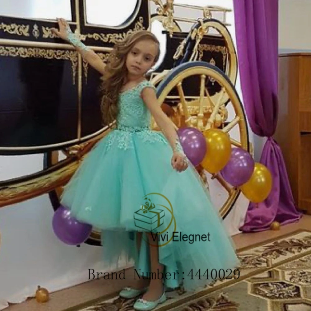 

Elegant Shadow Green Flower Girl Dresses for Girls 2023 Cap Sleeve Wedding Party Gowns with Lace Sleeveless فساتين اطفال للعيد