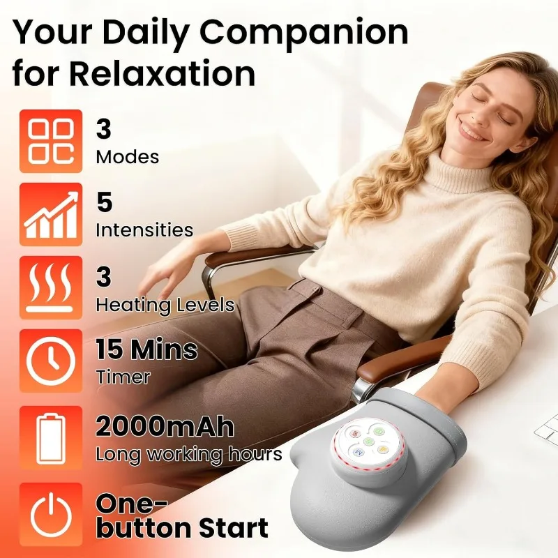 PAir Pressure Hand Massager Heating Massage Glove Automatic Kneading Finger Wrist Pain Relief Relaxation Device for Arthritis