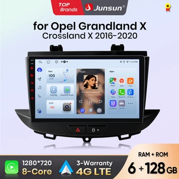 Radio para Auto Junsun para Opel Grandland X Crossland X 2016-2020, CarPlay, Android Auto, FM, RDS, DSP, BT, GPS, Navegador, SWC, Pantalla Táctil HD IPS, Reproductor Multimedia Plug & Play, Llamadas Manos Libres, Unidad Principal con Estilo Original del Auto 1