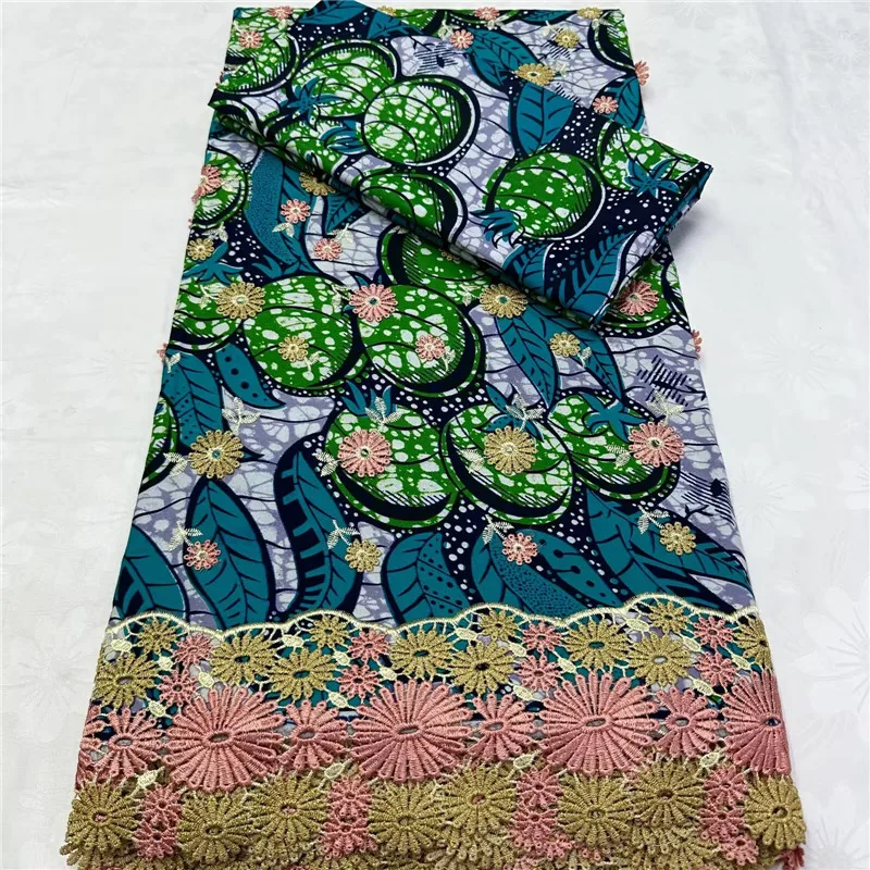 3+2 Yards High Huality Ankara Fabric African Real Lace Wax Print