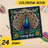 1pc Art Coloring Book 24Page Animal World pattern For Adults Teens Stress Kill Time Graffiti Painting Drawing Art Book 1