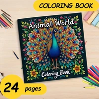 1pc Art Coloring Book 24Page Animal World pattern For Adults Teens Stress Kill Time Graffiti Painting Drawing Art Book 1
