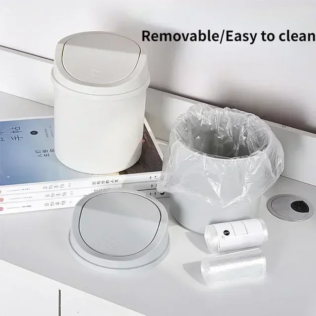 1Pcs Mini Desktop Bin Small Trash Can Tube with Cover Bedroom Trash Can Garbage Can Clean Workspace Storage Box Home Desk 4