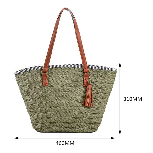 Round Straw Woven Beach Bag, Large Simple Tote Bag For Summer Beach,  Women's Fashion Daily Purse & Travel Essential Accessories - Temu