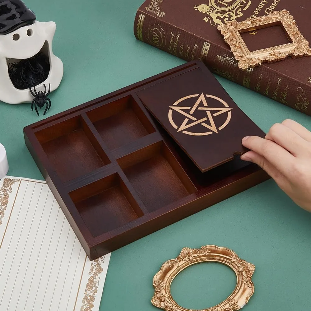 1pc Wooden Tarot Card Holder Tarot Stand Display Coconut Decorative Box for Altar Withchcraft Decor Wiccan Altar Supplies