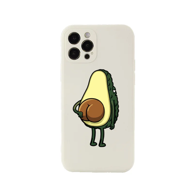 Funda de silicona líquida de aguacate verde compatible con iPhone 13 Mini,  funda de protección suave a prueba de golpes, patrón único de frutas kawaii