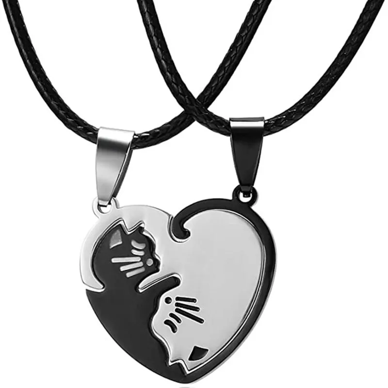 Cute cat couple necklace