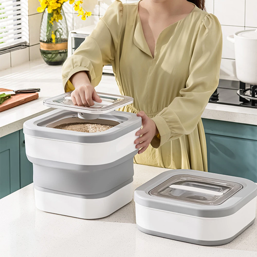 Tieker Foldable Moisture-proof and Insect-proof Sealed Pet Food Storage Bucket Portable Food Pet Food Storage Container