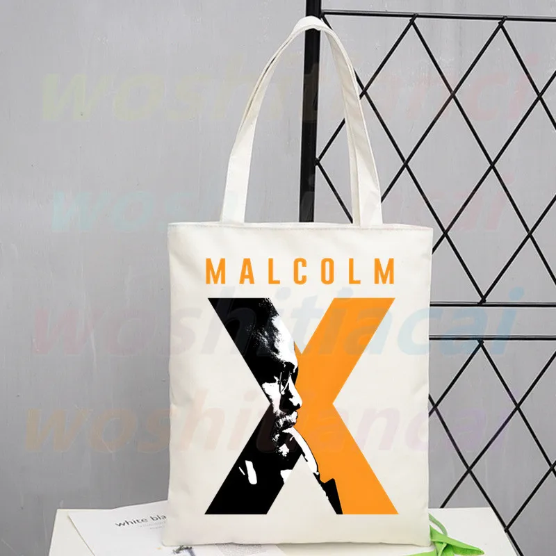 Malcolm X Black History Shopping Bags Print Tote Bag Eco Reusable Shopper Bag Canvas Shoulder Bag Handbag Women Bags