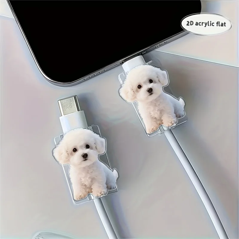 Charming White Dog Cable Protector Set – Playful Design