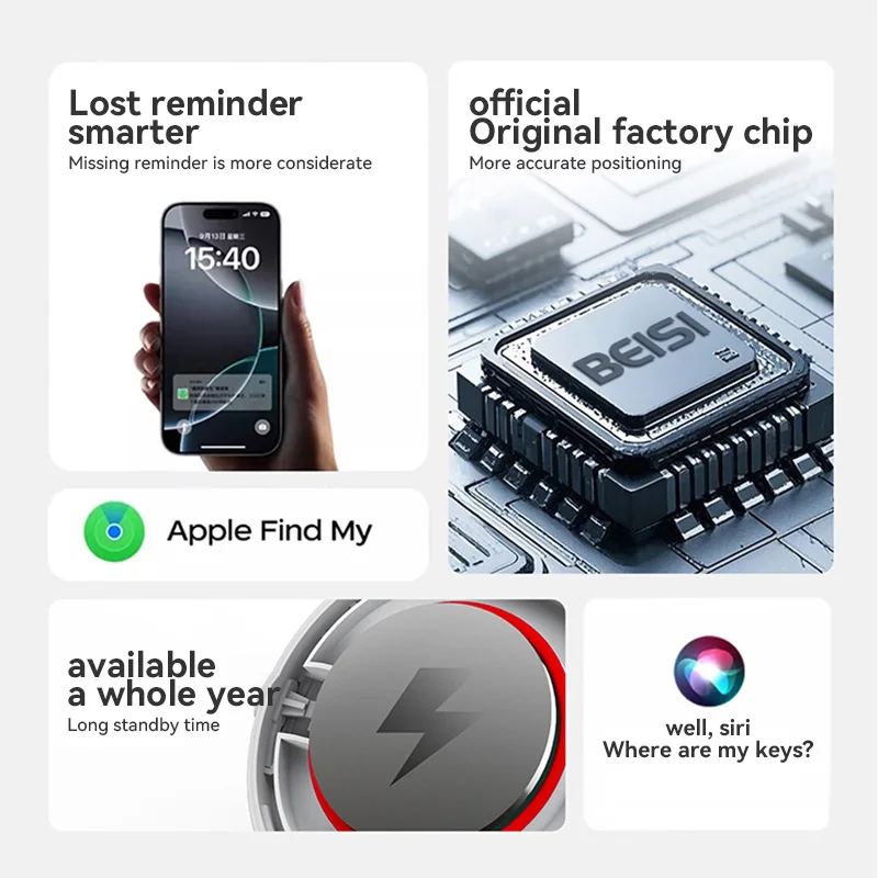 Mini GPS Tracker Tag Smart Realtime Location Finder for Kids Pet Air Tags Wallet Bag Anti-Lost Device Apple Find My APP