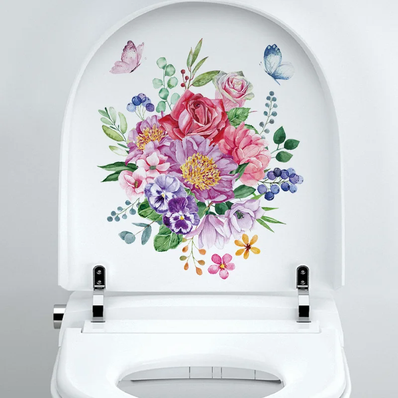 Green Leaves Flowers Wall Sticker Self Adhesive Bathroom WC Toilet Sticker Removeble Flower Home Decoration Decals wall stickers toilet stickers