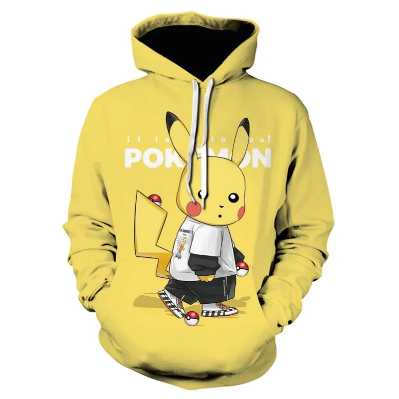 

Autumn and Winter New Cartoon Animation Pokemon 3D Digital Printing Hoodie Pikachu European and American Sweater