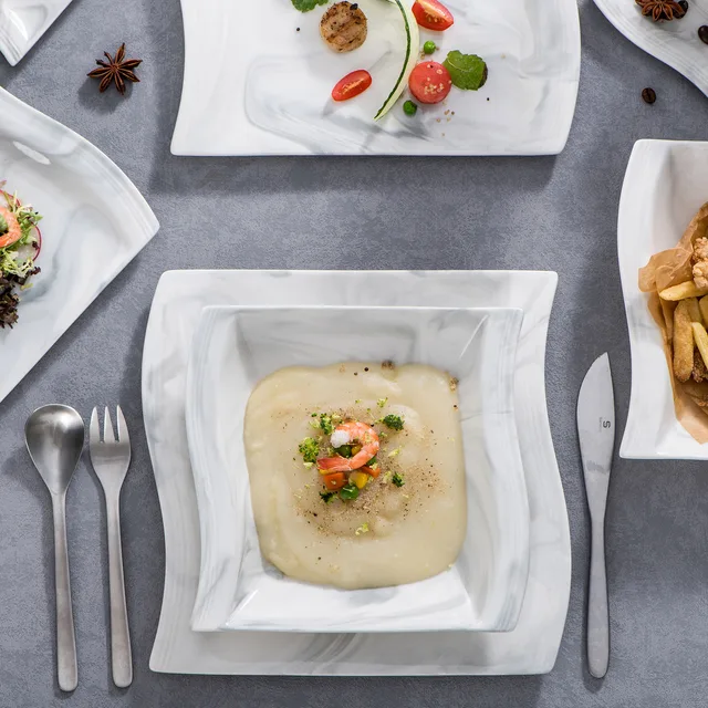 Tazas De Cafe MALACASA Vajillas De Porcelana De 60 Piezas, Juego