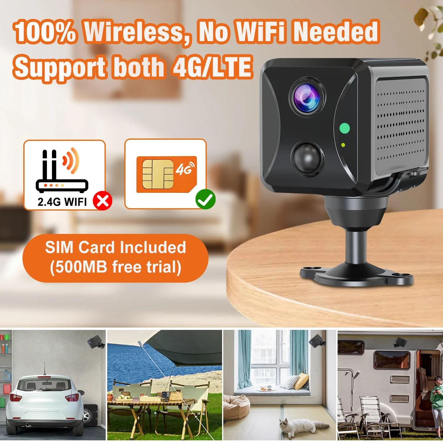 Ubox 5MP HD Mini Camera 4G Sim WiFi CCTV Security IP Camera PIR Motion Detection Wireless Home Outdoor Surveillance Camera 3