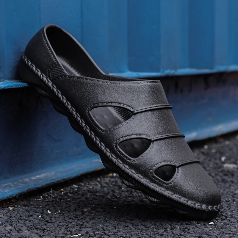thumbnail image 1 of Sandalias de hombre 2022, zapatos informales para hombre, zapatillas Roma Retro, sandalias con punta abierta y parte inferior gruesa, sandalias deslizantes para playa para verano, 1 of 5