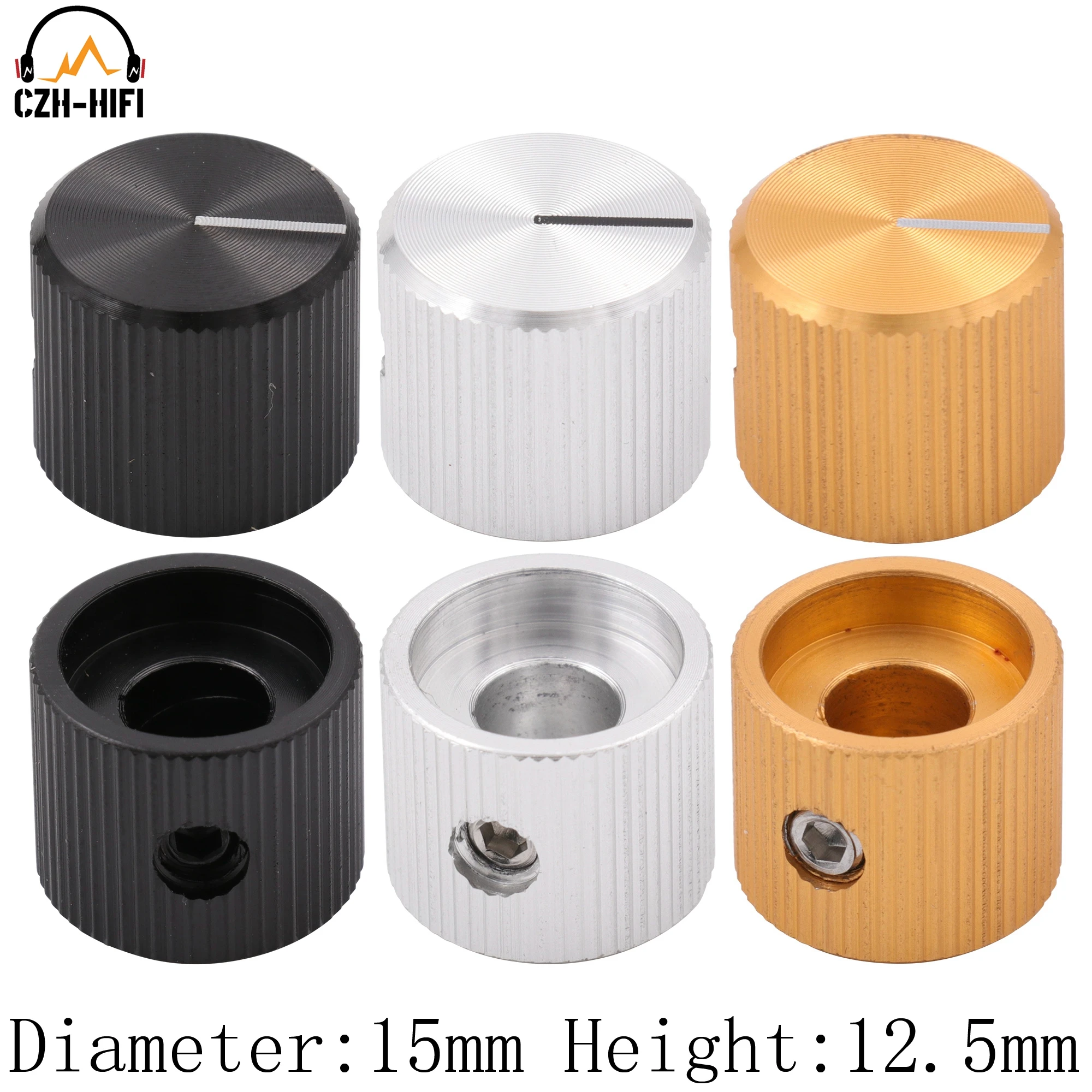 1pc 15x12.5mm CNC Machined Solid Aluminum Pointer Knob Rotary Switch Pentiometer Button for Guitar AMP Effect Pedal CD DAC Radio