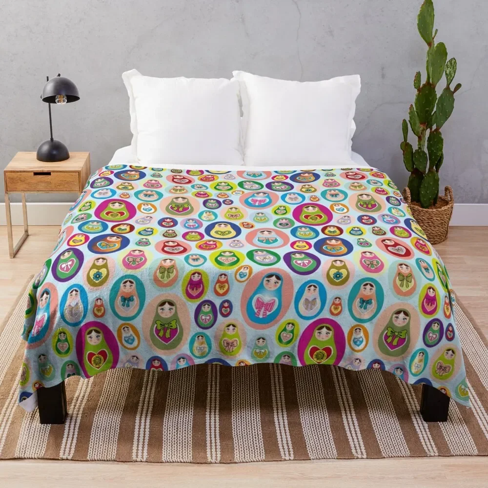 

doll matryoshka matrioshka babushka Throw Blanket Bed Fashionable Luxury Plaid Blankets