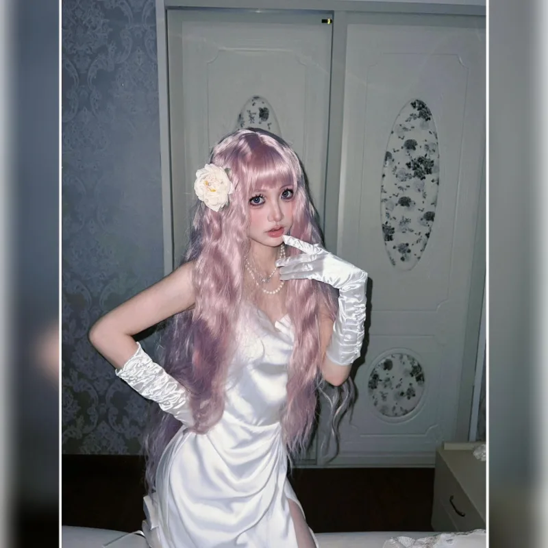 Generic Pink Long Curly Heat-Resistant Synthetic Wig for Cosplay Events