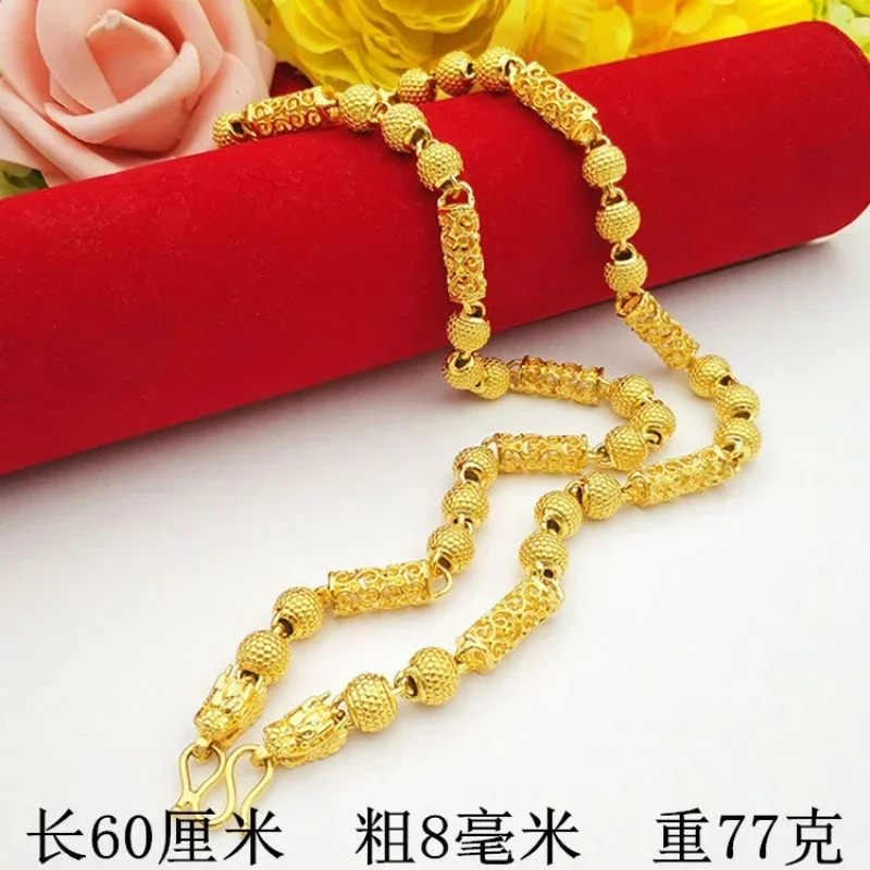 24K Gold Necklace Men Dragon Guan Gong Pendant 9999 Real Gold Necklace