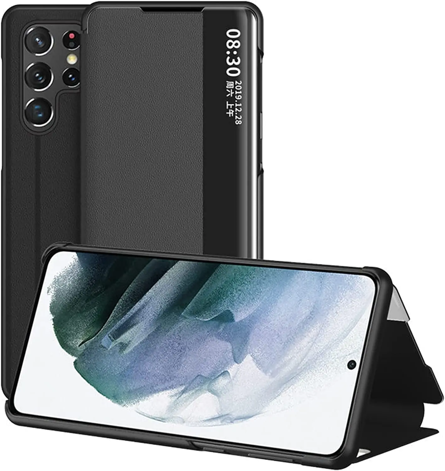 

Чехол для Samsung Galaxy S22, чехол-книжка из искусственной кожи/поликарбоната, с окошком для дисплея