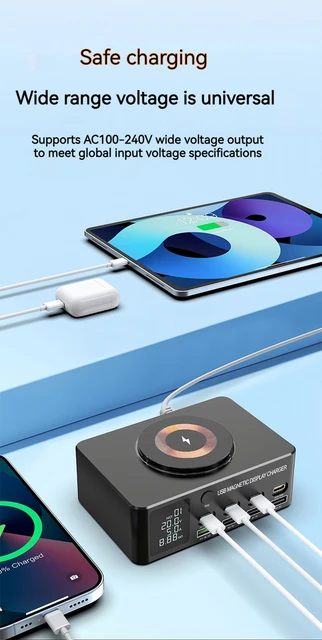 Fast Charger Block, 15W Desk Charger Adapter, Fast Charging Desktop Multiple Usb Station C 4 Ports And 2 Type For Device