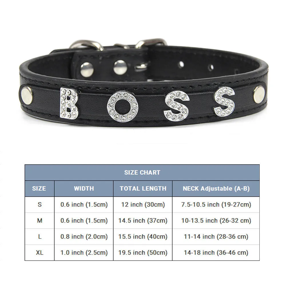 (Free Bling Rhinestone Letter)Custom Pet Cat Dog Collar Leather Puppy Collars For Small Medium Dogs Target Personalized Id Name best Dog Collars Dog Collars