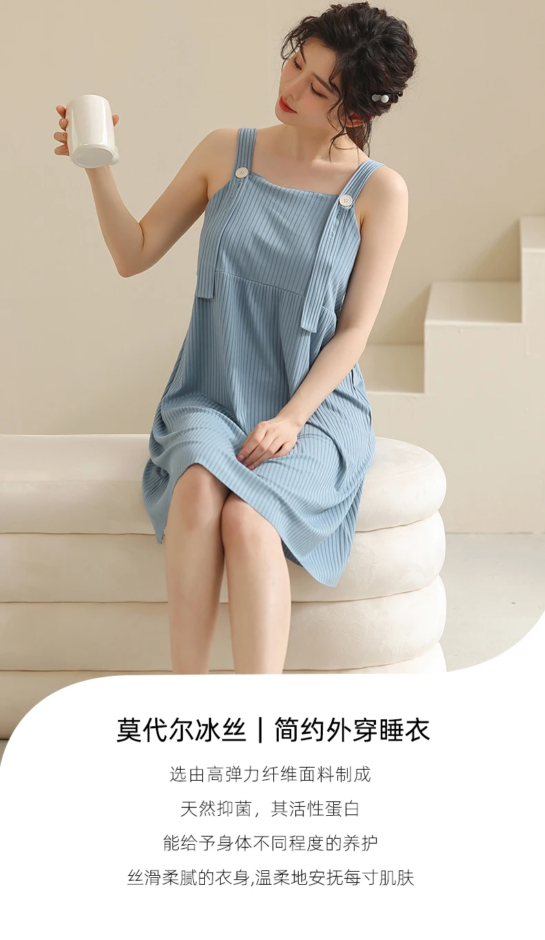 New Summer Fashion Women Nightgown Plus Size 5xl Soft Modal Lingerie Homedress Blue Simple Style Elegance Nightdress For Girls Aliexpress