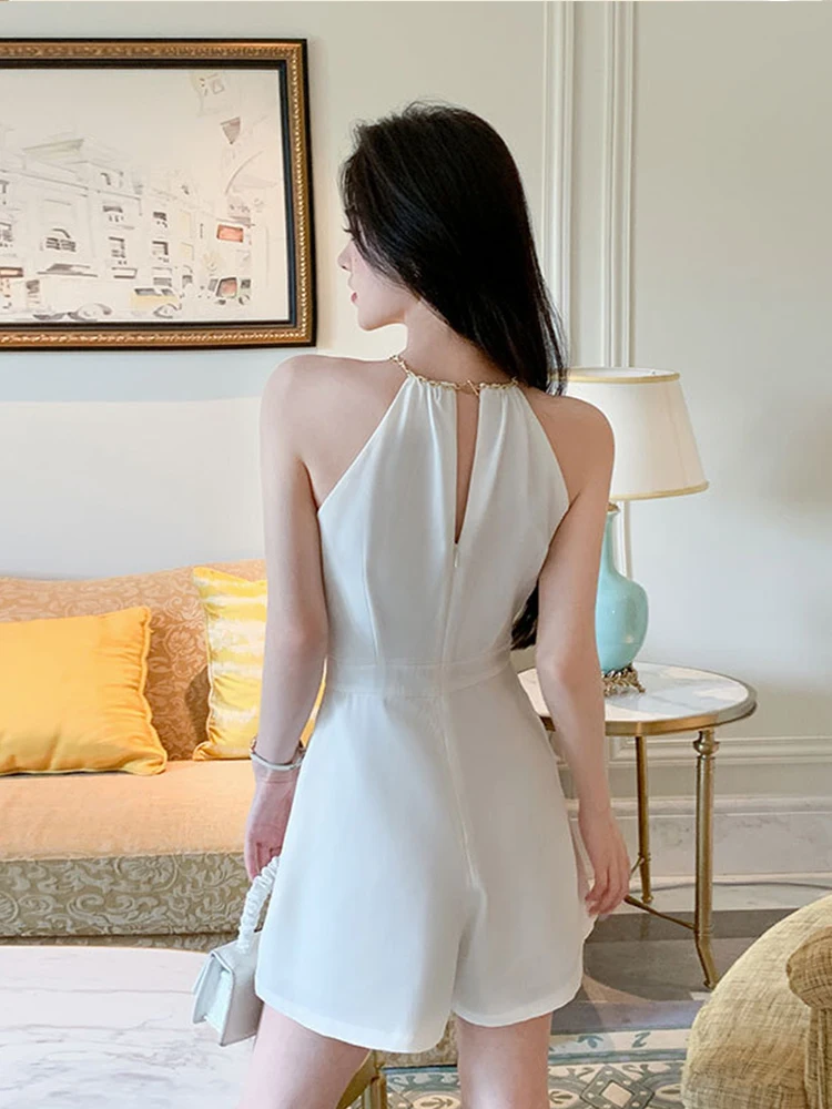 Fashion Summer White Short One Piece Jumpsuits Women Clothing