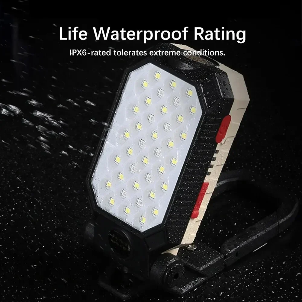 Portable COB Work Light Adjustable USB Rechargeable Outdoor Camping Lantern with Magnet Design and Power Display