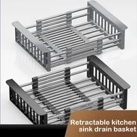 Retractable Drain Basket For Kitchen Sink Storage Basket For Washing Fruits And Vegetables Multifunctional Drain Rack 1