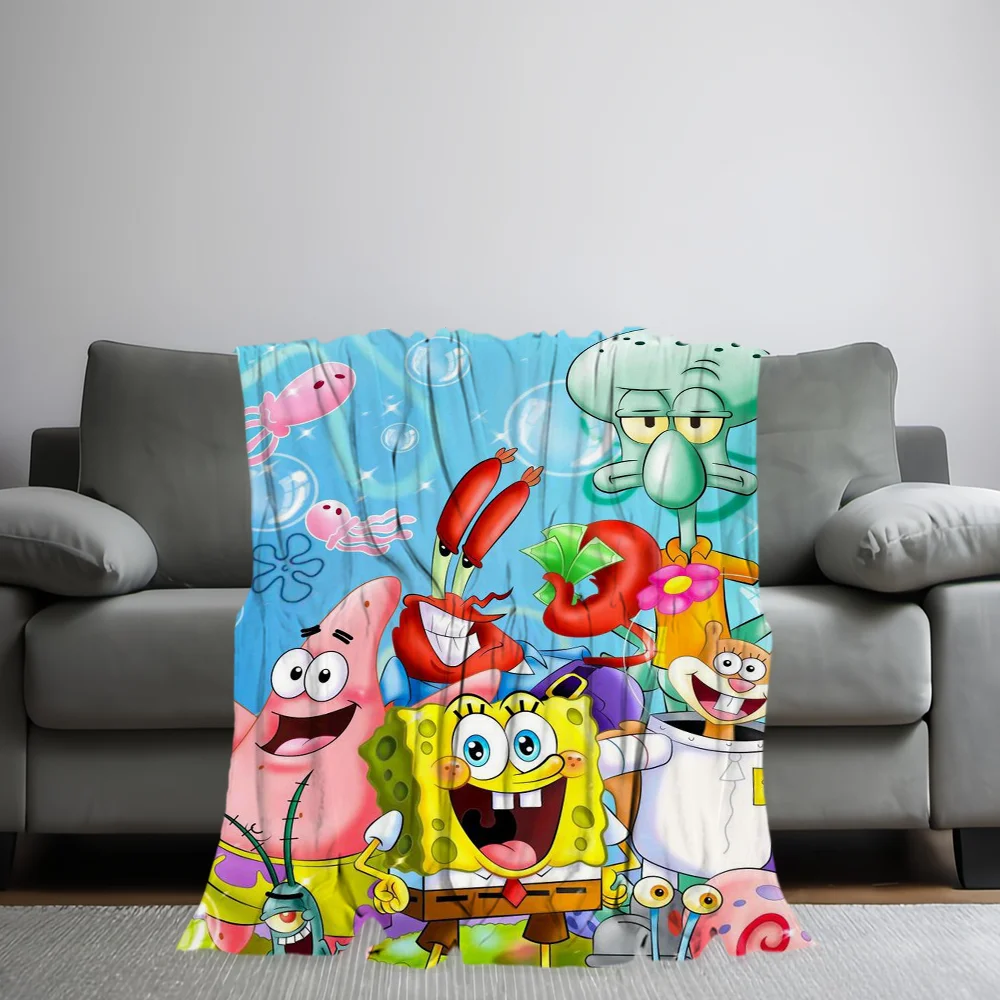 Cartoon S-Sponge B-Bobs Blanket Comfortable skin friendly soft living room bed bedroom blanket suitable for travel and gifts 2