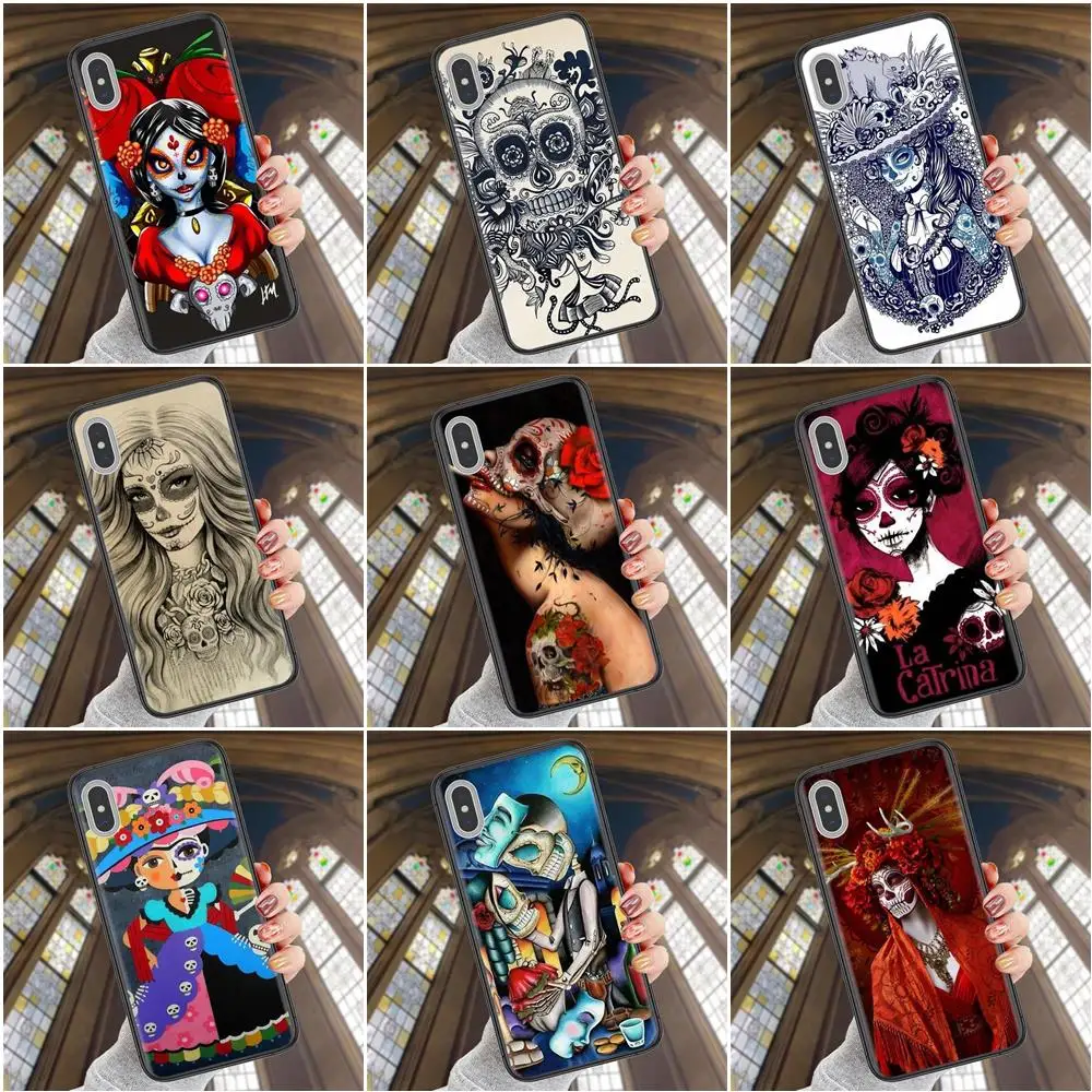 La Calavera De Catrina Girl Skull Going дешевая черная Водонепроницаемая задняя крышка из ТПУ для